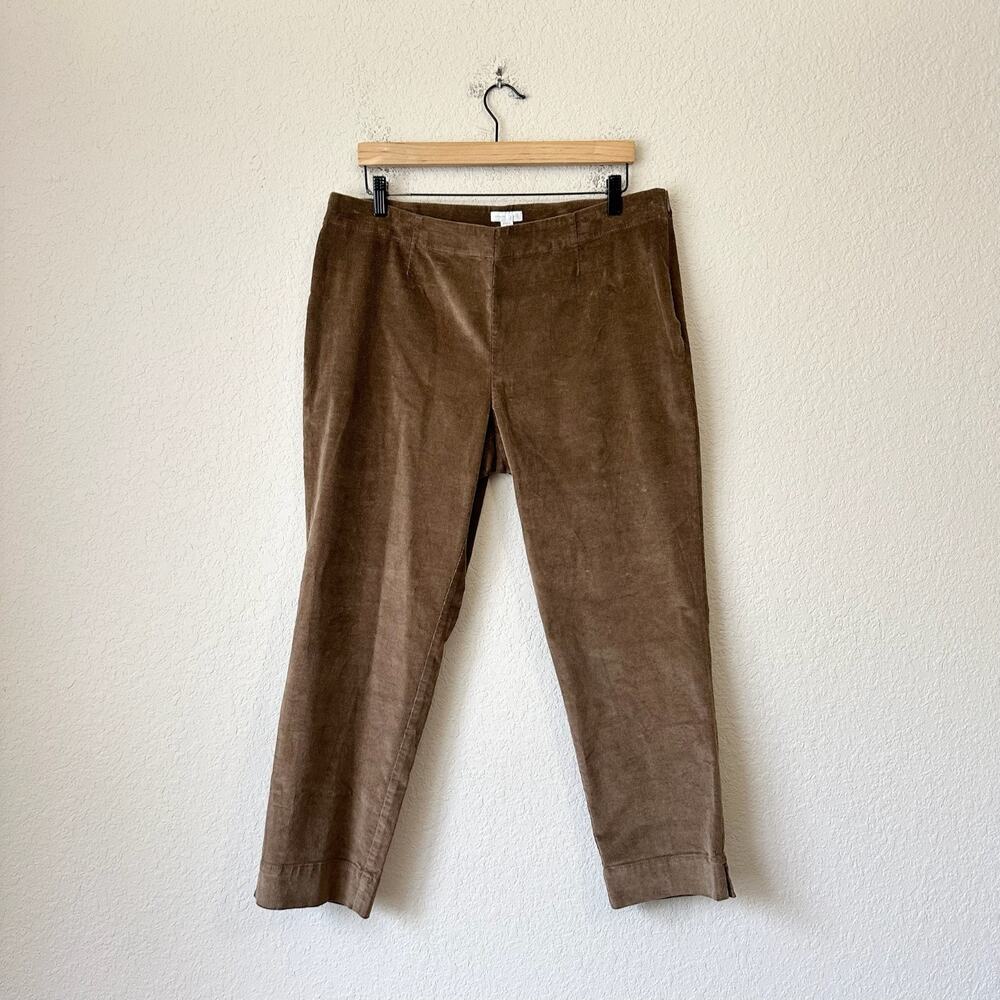J.JILL Corduroy Pants Beechwood Brown Cropped Tapered Leg NWT